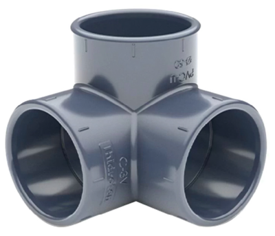 Hidroten PVC-U Кутник 3V, з додатковим відведенням 63x90° (1001317)