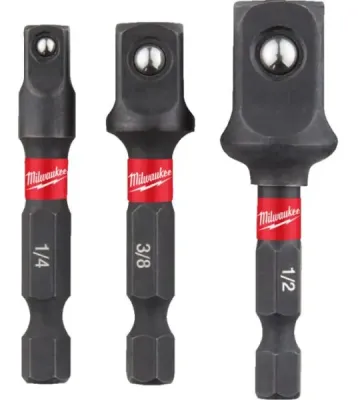 Milwaukee Набір перехідників з 1/4" Hex на хвостовик квадратний (1/4", 3/8", 1/2") (3шт.) (4932479228)