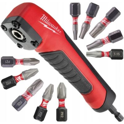 Milwaukee Бітотримач КУТОВИЙ 1/4" Hex + 10 біт 25мм (4932471274)