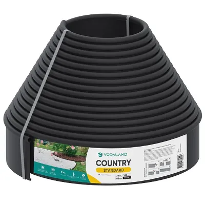 Vodaland Бордюр садовый Country Standard H100 черный 15 м (82952-15-BK)