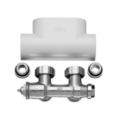 Угловой байпас кран для полотенцесушителя с белой крышкой Kermi ZV00410001 (M30x1.5)