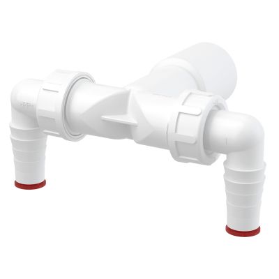 Двойное колено Alca Drain с двумя штуцерами DN40/32 17-23 с обратными клапанами