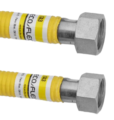 Шланг Eco-Flex для ГАЗУ жовтий 1/2"х1/2"вн./вн. - 0,4м, GS1FF40