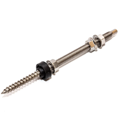 INOX fastening Шпилька двогвинтова  для сонячних панелей M10х180 + гайки(x3) + шайба-прокладка EPDM (A2, SW7)