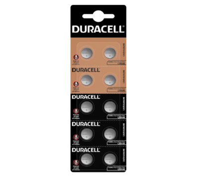 Батарейка Duracell LR44 (A76, AG13, G13A, V13GA, PX76, GP76A) щелочная (LR44/10BL)