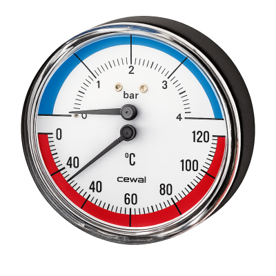 Термоманометр аксиальный Cewal TRP 80 VI 1/2" 0-4 бар/0-120°С (91558400)