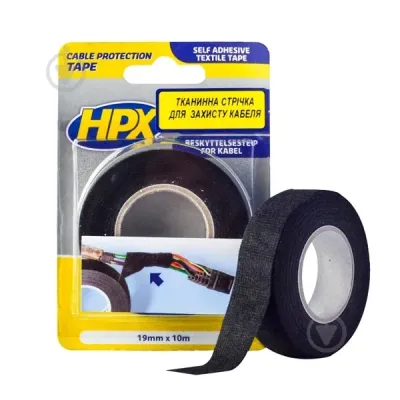 HPX Стрічка з ворсом, анти-скрип черная 19мм/10м x 0,30мм (Бельгія) (TP1910)