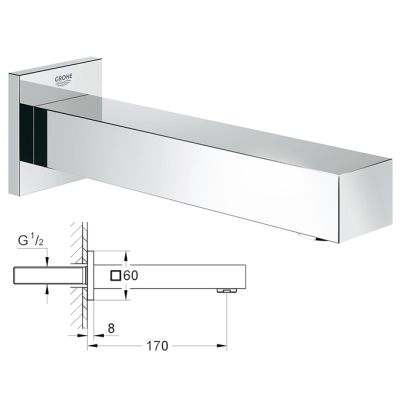 Излив для ванны 170мм Grohe Eurocube (13303000)